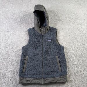 Patagonia Los Gatos Deep Pile Reversible Full Zip Hood Fleece Vest Womens Small